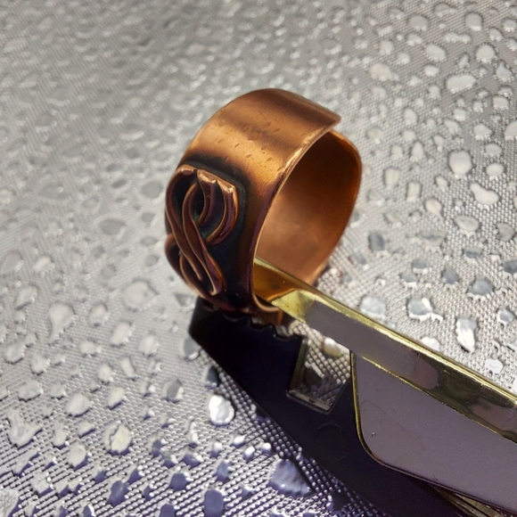 Vintage Solid Copper Braided Overlay Ring Adjustable 8 sz. GC & Very Attractive. - Picture 10 of 11